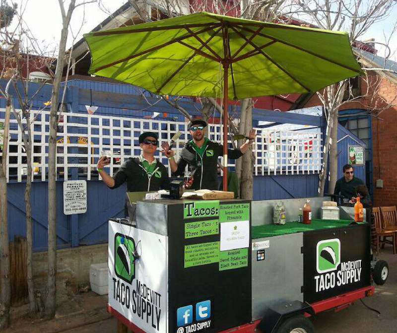 The original McDevitt Taco Supply cart on Pearl Street Mall